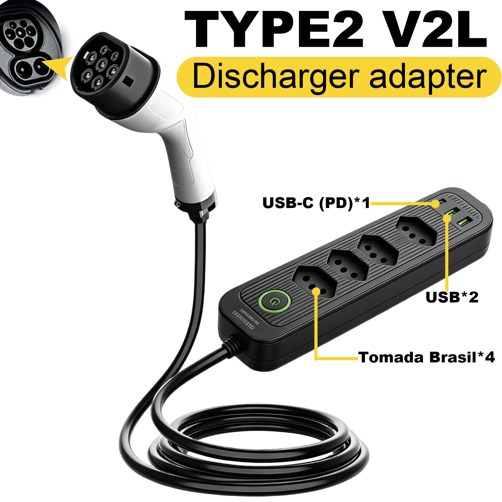 Outdoor Power Outlet - Adaptador de Descarga Tipo 2 V2L