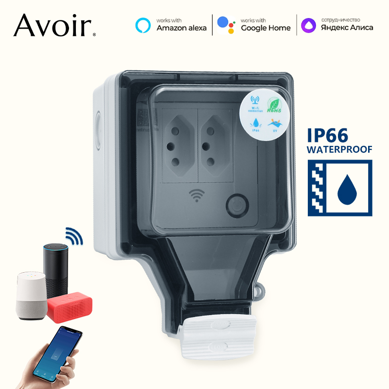 Outdoor Power Outlet Wifi - Avoir-enchufe inteligente Tuya Wifi IP66 para