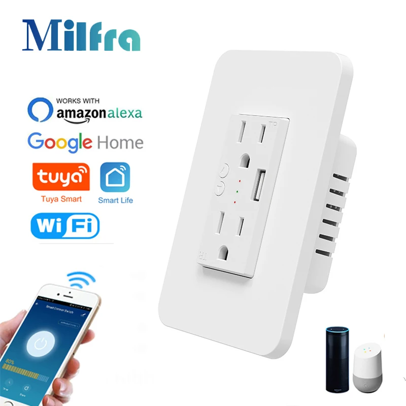 Outdoor Power Outlet Wifi - Milfra-enchufe inteligente Wifi de doble pared,