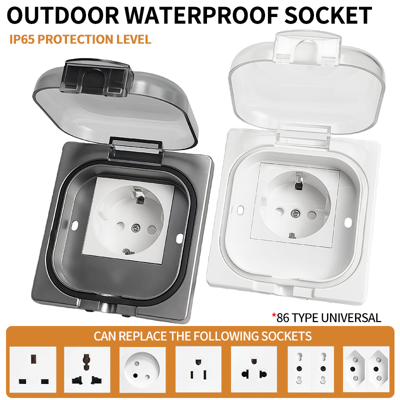 Outdoor Power Outlet - Enchufe exterior impermeable IP65, placa de