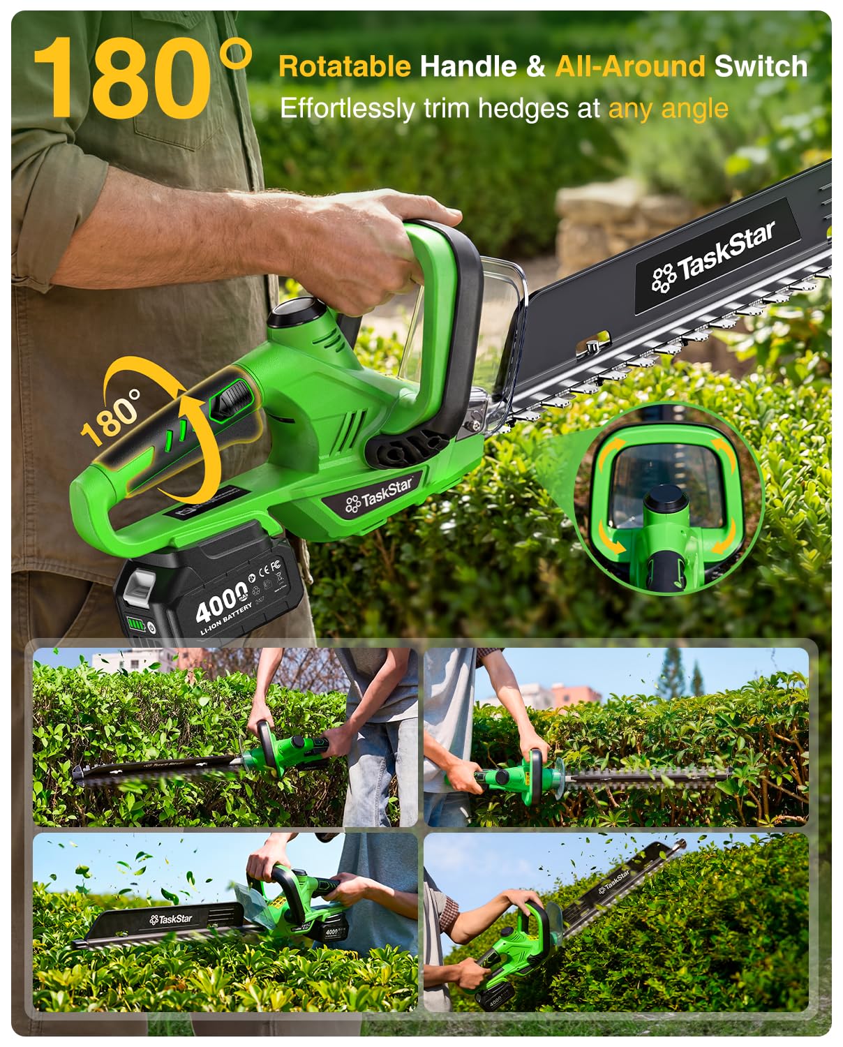 Cortasetos Eléctrico TaskStar  - Lawn Mower Battery reseña y precio